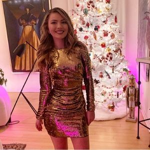 Dress The Population Gold Sequin Dress